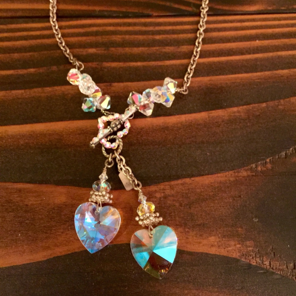 14.5" Double Heart choker necklace